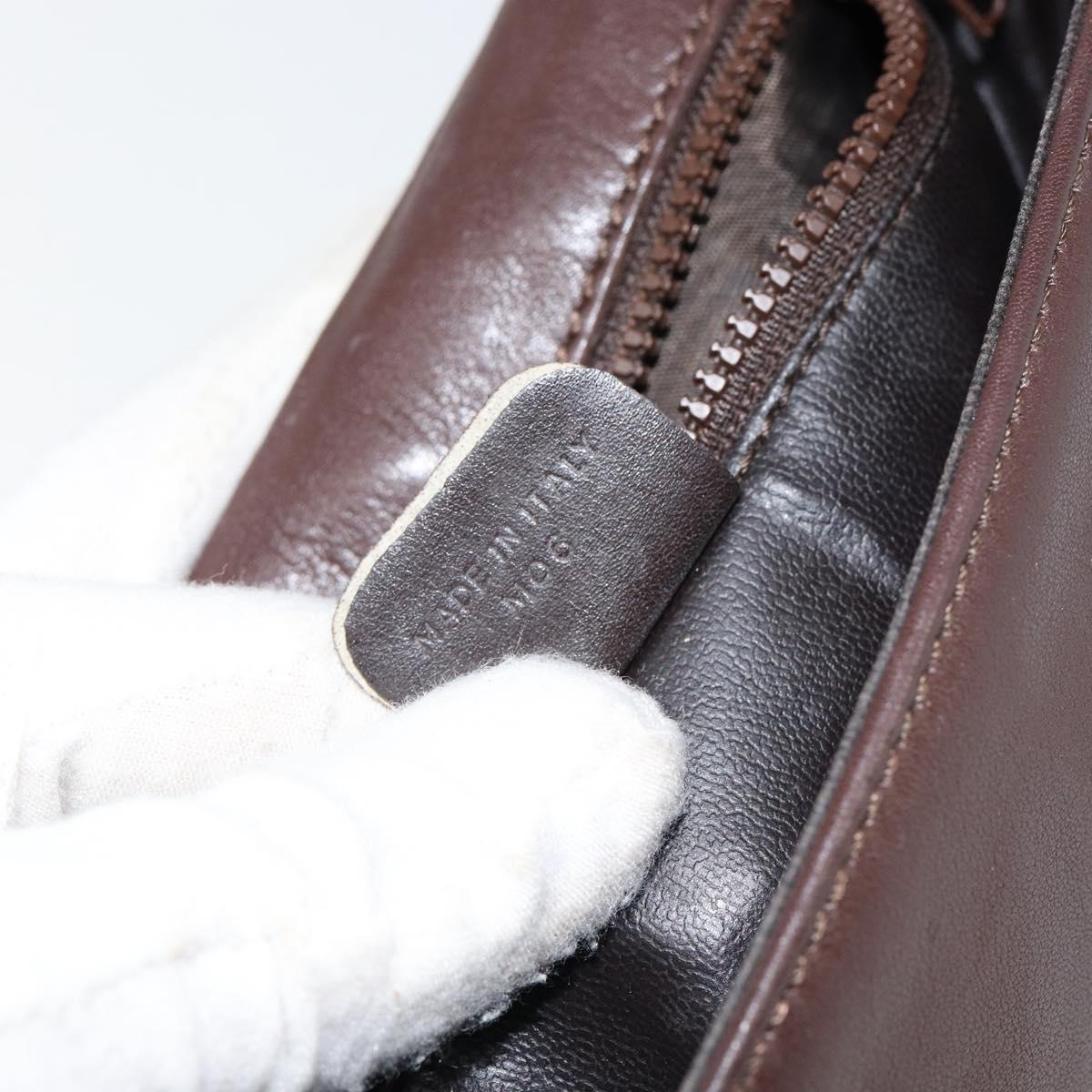 CELINE Shoulder Bag Leather Brown Gold Auth bs30778