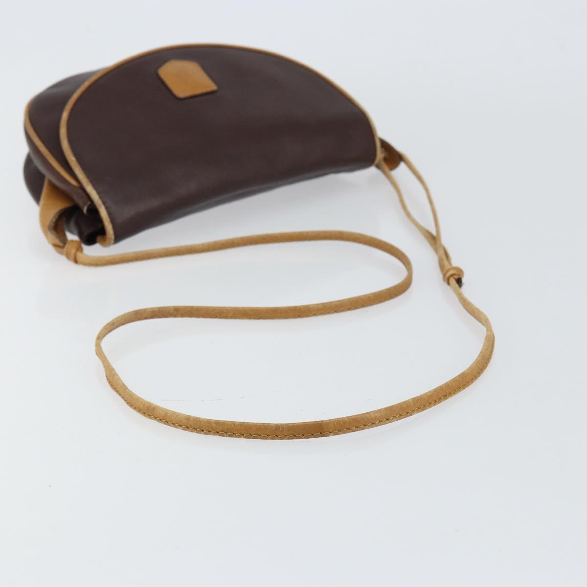 CELINE Shoulder Bag Leather Brown Gold Auth bs30778