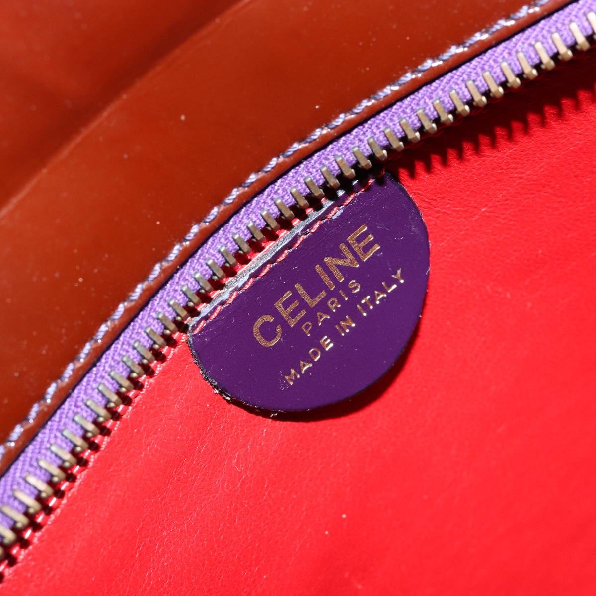 CELINE Macadam Canvas Hand Bag Enamel Brown Gold Auth bs30779