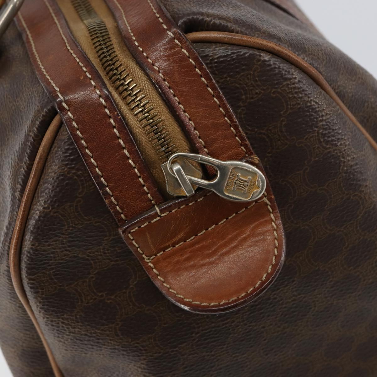 CELINE Macadam Canvas Hand Bag PVC Leather Beige Gold Auth bs30781