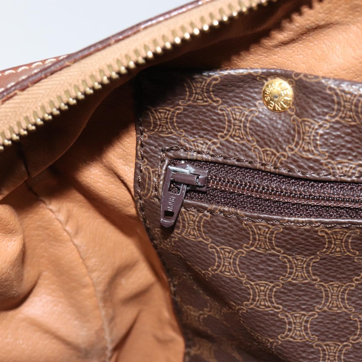 CELINE Macadam Canvas Hand Bag PVC Leather Beige Gold Auth bs30781