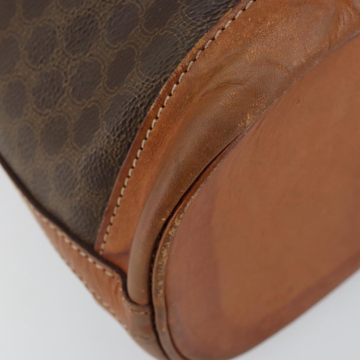 CELINE Macadam Canvas Shoulder Bag PVC Leather Brown Gold Auth bs30783