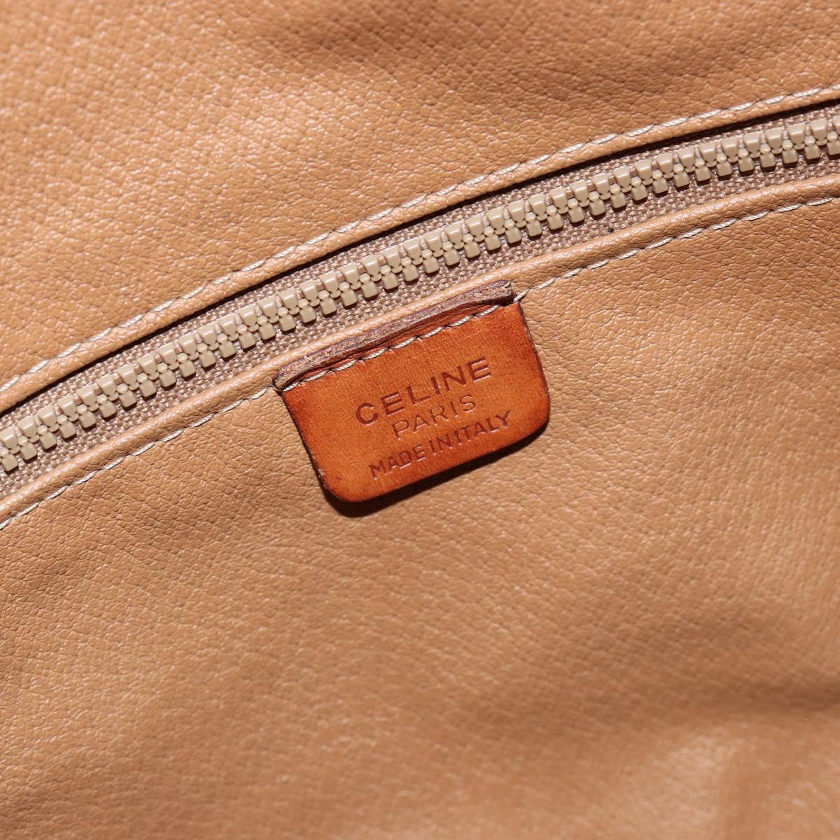 CELINE Macadam Canvas Shoulder Bag PVC Leather Brown Gold Auth bs30783