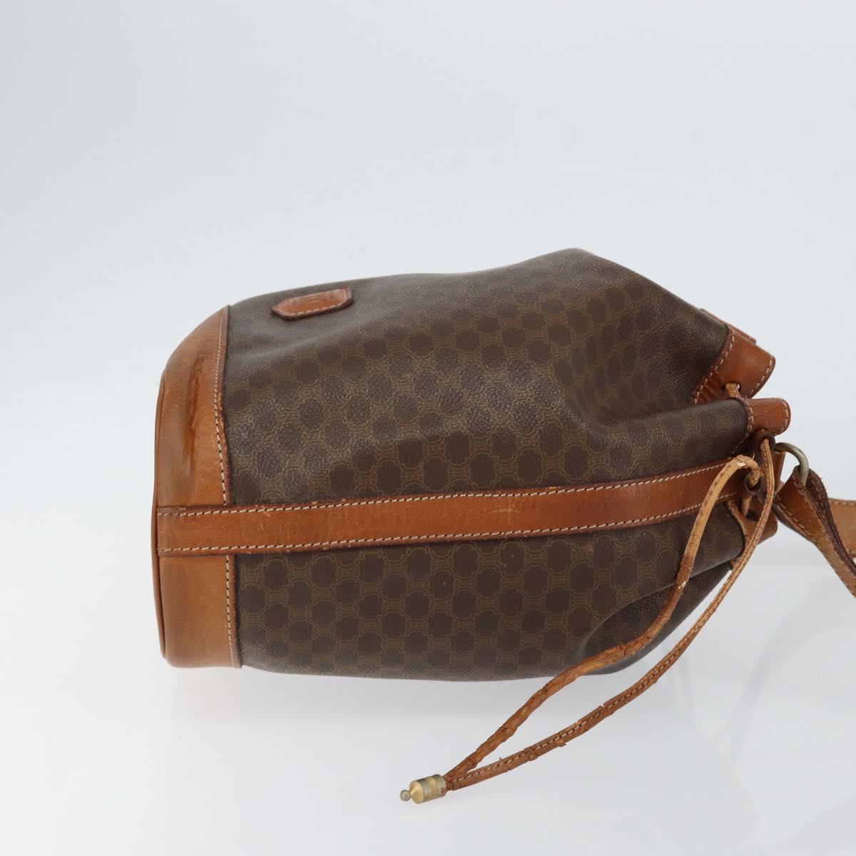 CELINE Macadam Canvas Shoulder Bag PVC Leather Brown Gold Auth bs30783