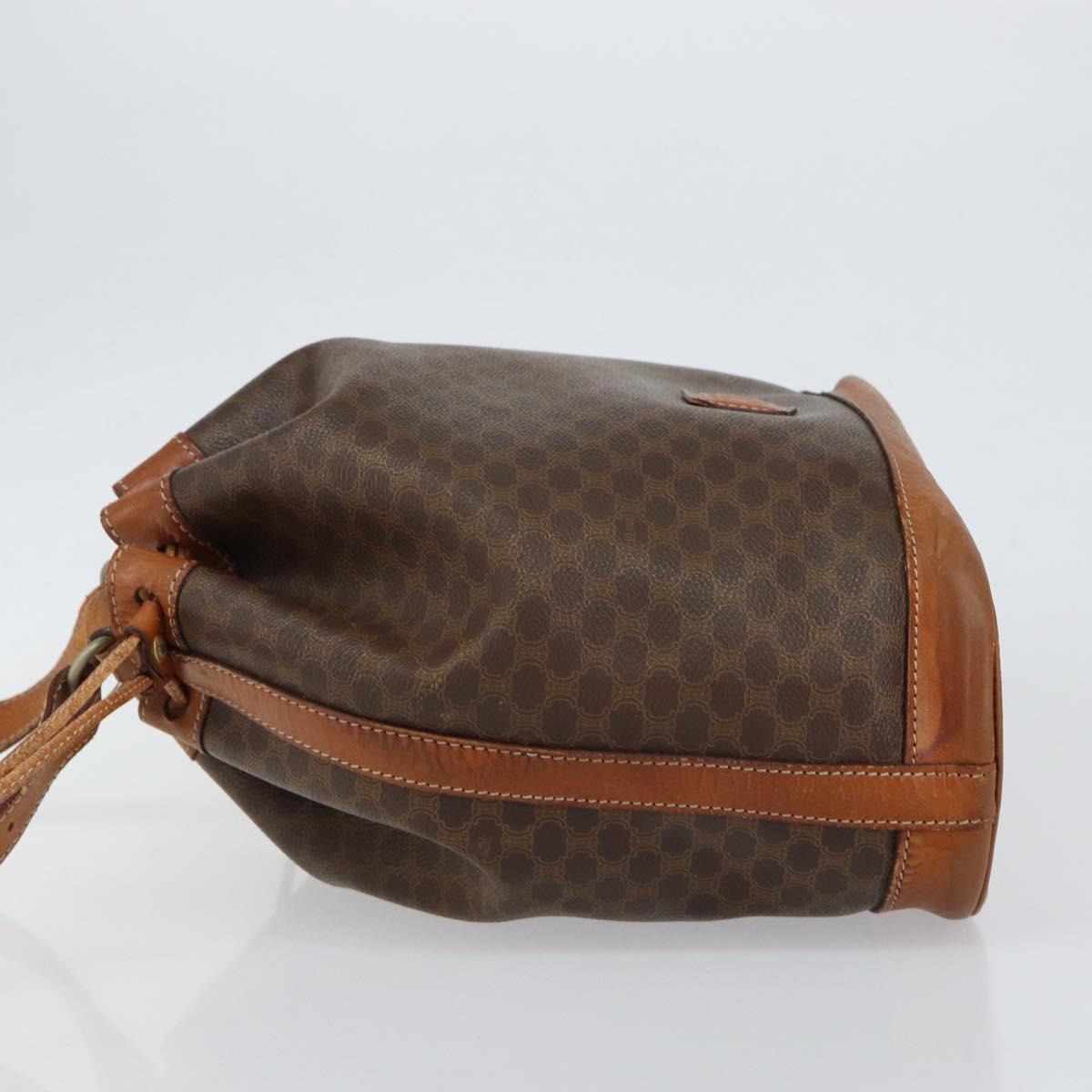 CELINE Macadam Canvas Shoulder Bag PVC Leather Brown Gold Auth bs30783