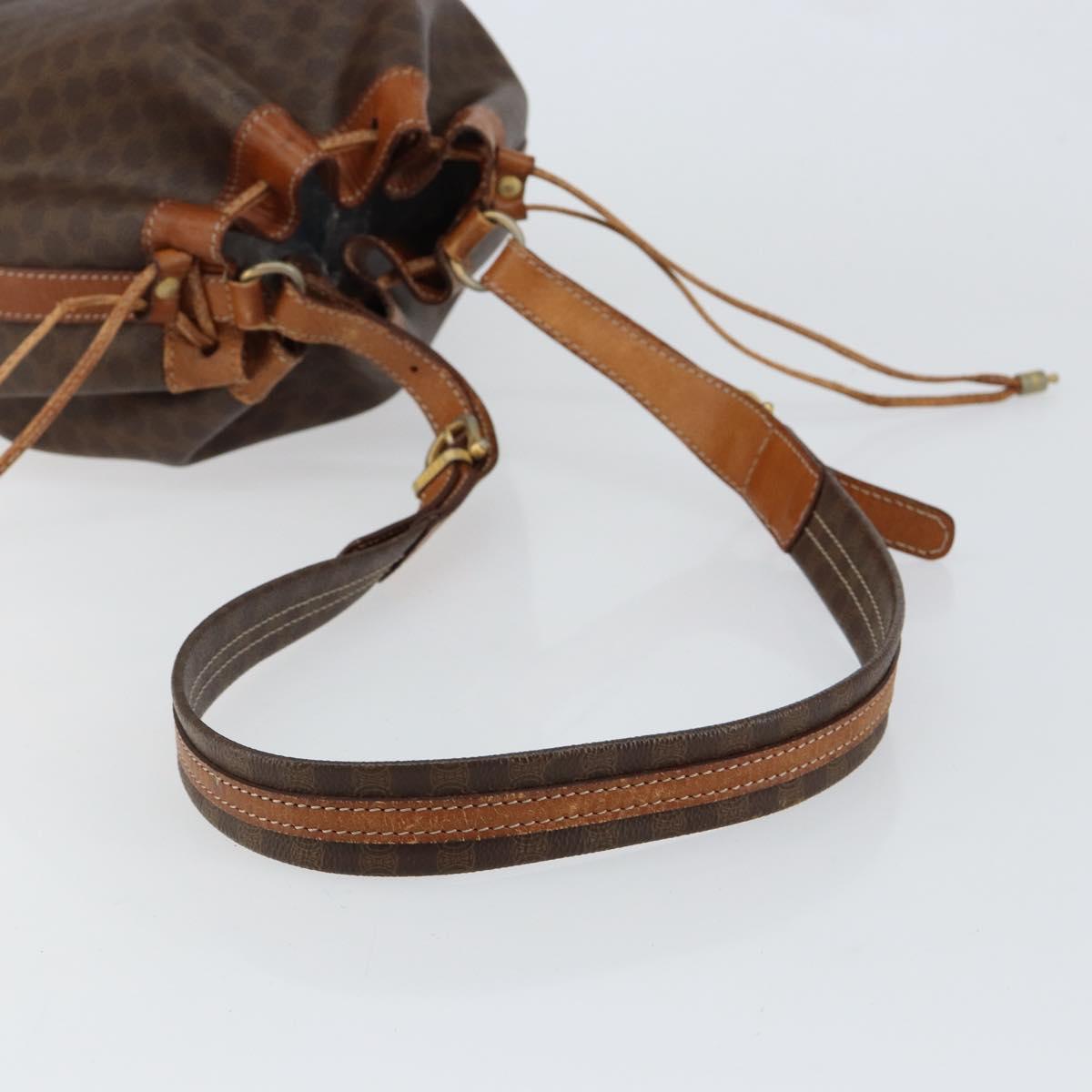 CELINE Macadam Canvas Shoulder Bag PVC Leather Brown Gold Auth bs30783