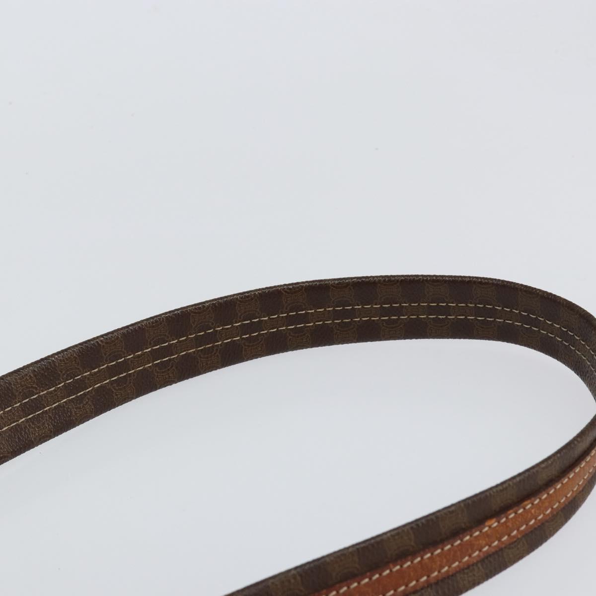 CELINE Macadam Canvas Shoulder Bag PVC Leather Brown Gold Auth bs30783