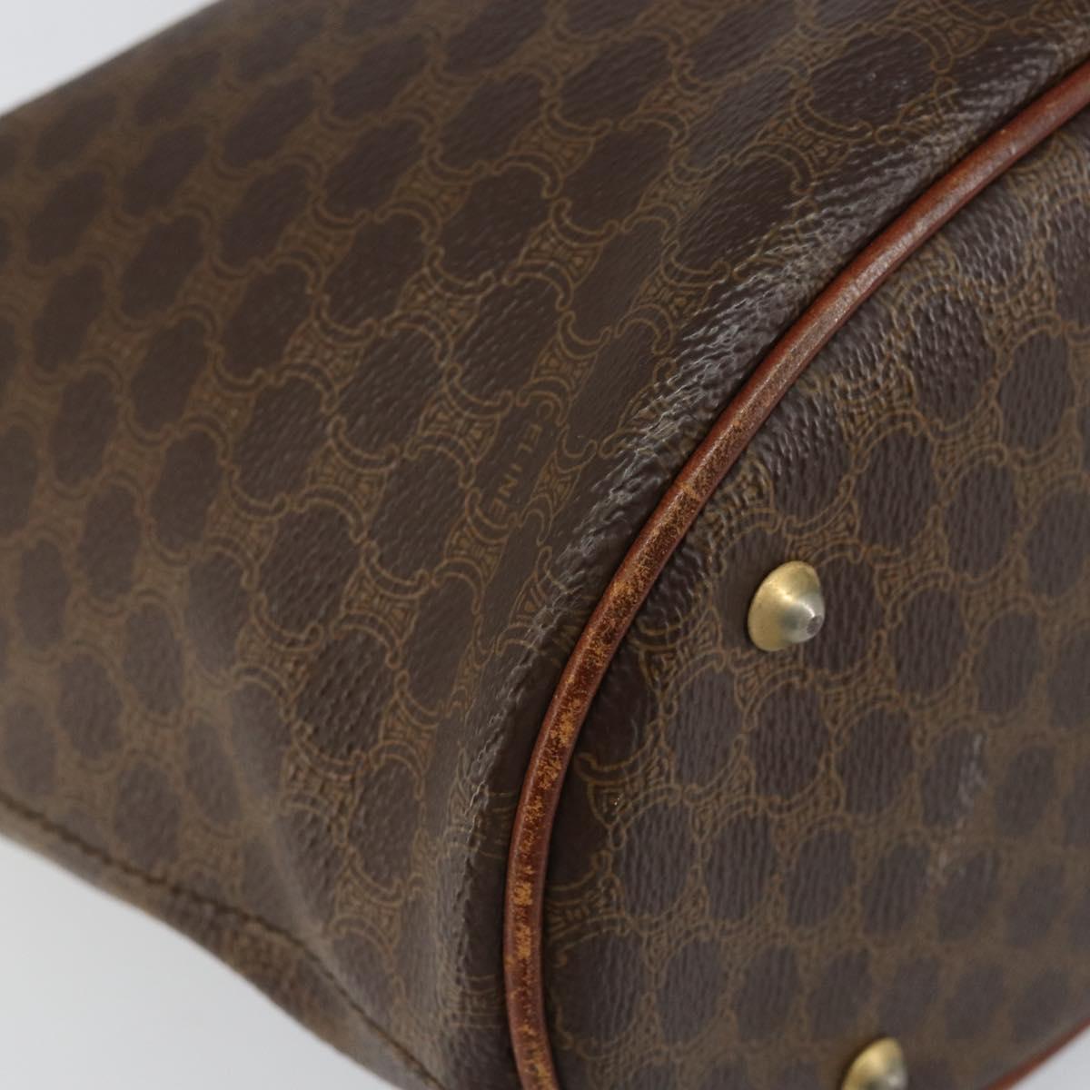 CELINE Macadam Canvas Tote Bag PVC Leather Brown Gold Auth bs30784