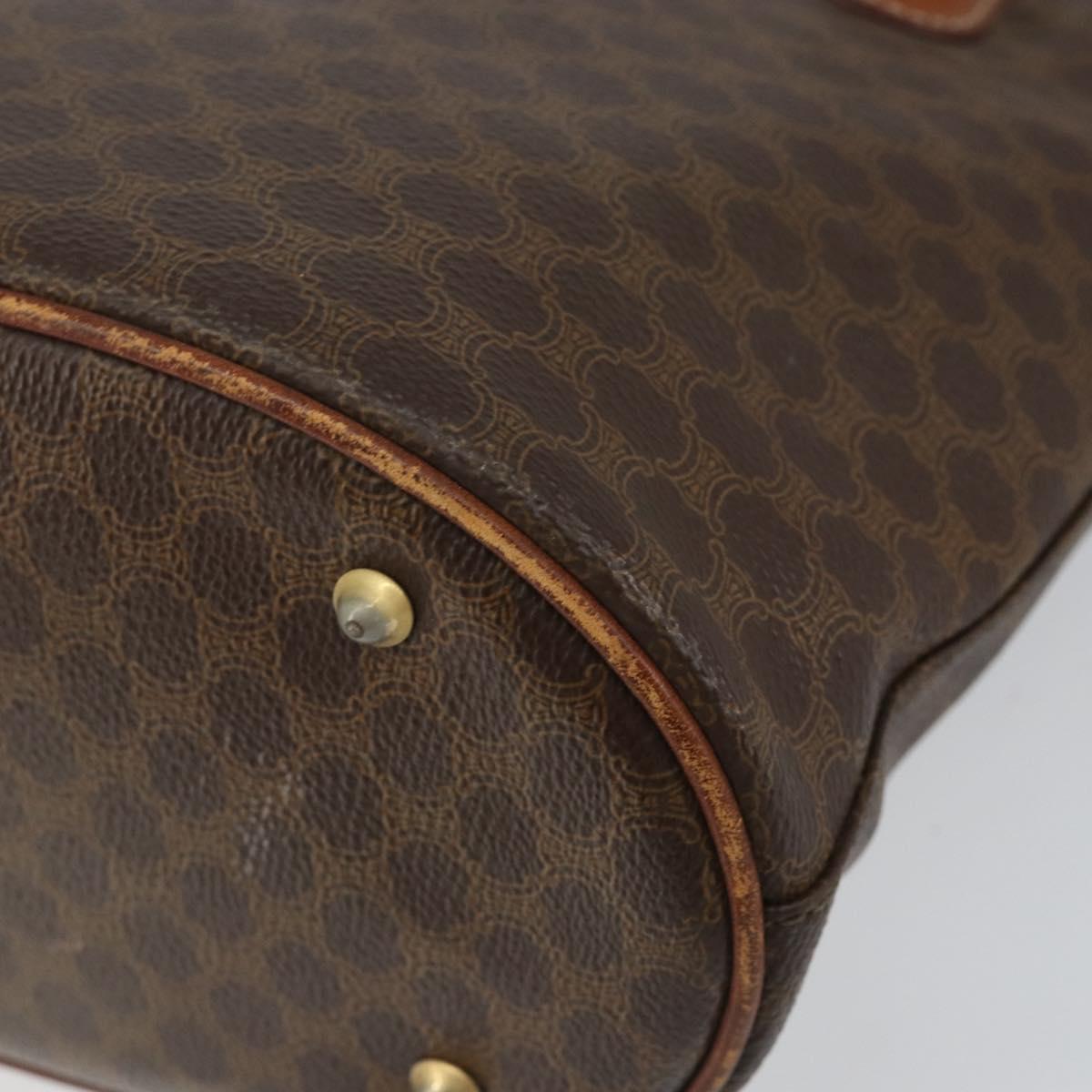 CELINE Macadam Canvas Tote Bag PVC Leather Brown Gold Auth bs30784