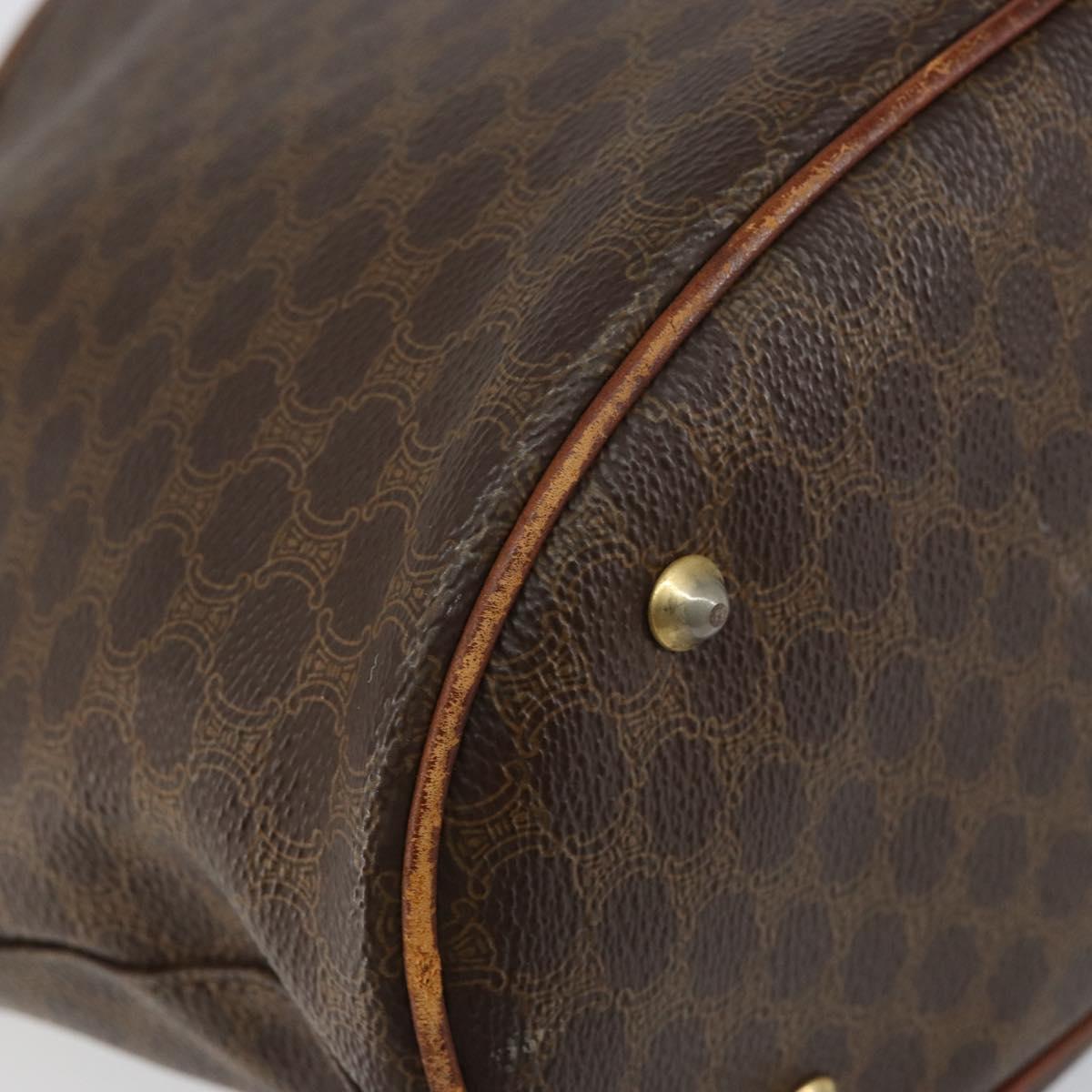 CELINE Macadam Canvas Tote Bag PVC Leather Brown Gold Auth bs30784