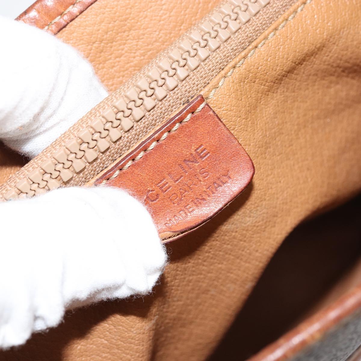 CELINE Macadam Canvas Tote Bag PVC Leather Brown Gold Auth bs30784