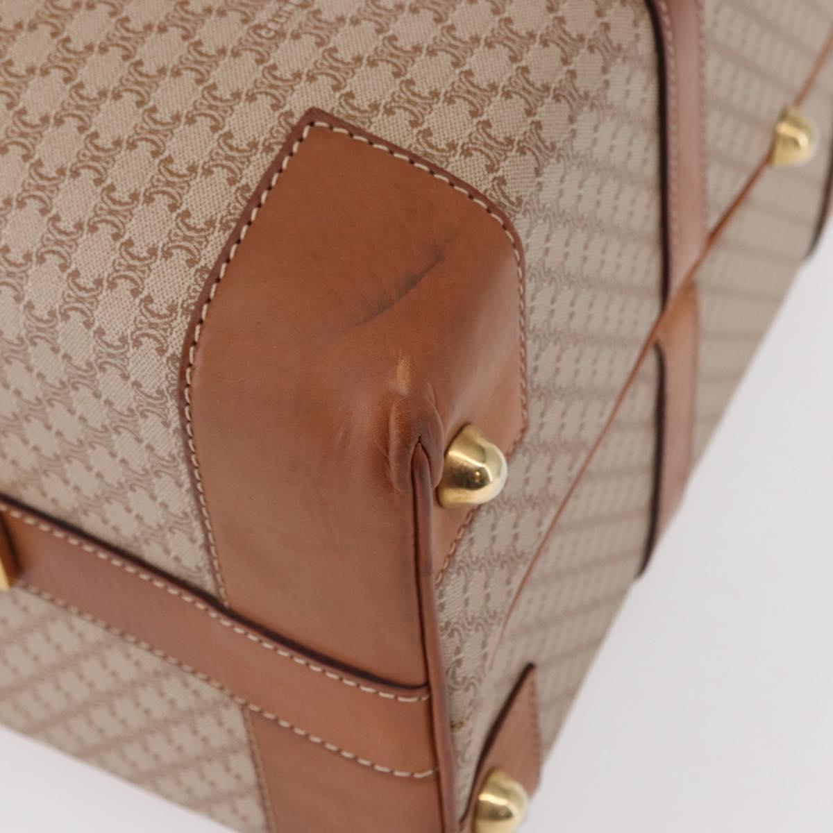 CELINE Macadam Canvas Boston Bag PVC Beige Gold Auth bs30786