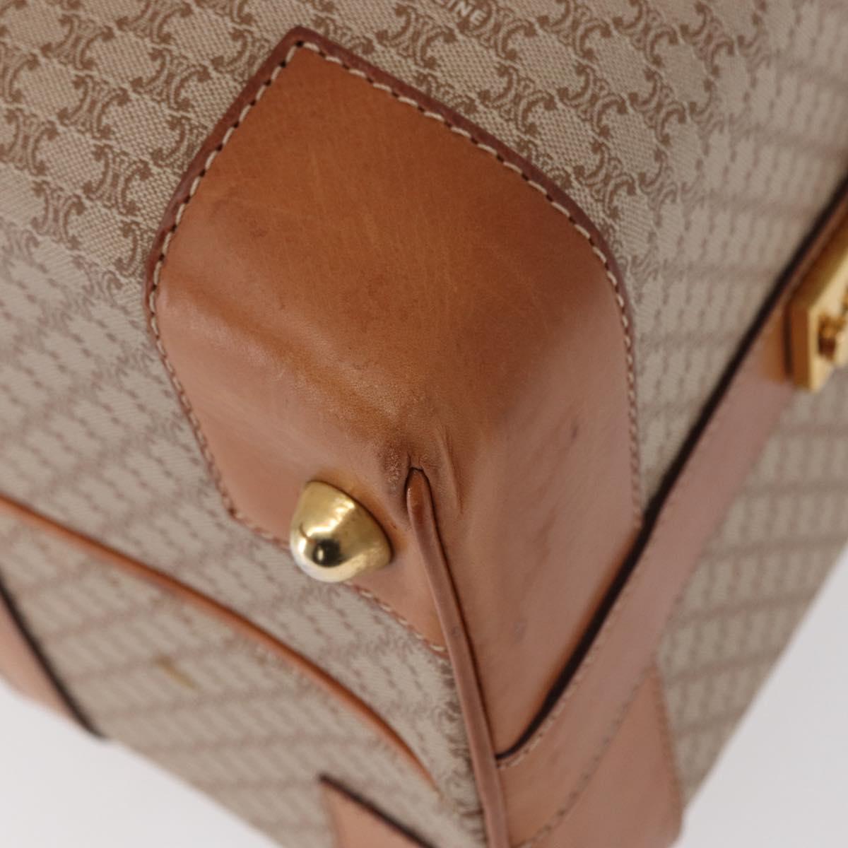 CELINE Macadam Canvas Boston Bag PVC Beige Gold Auth bs30786