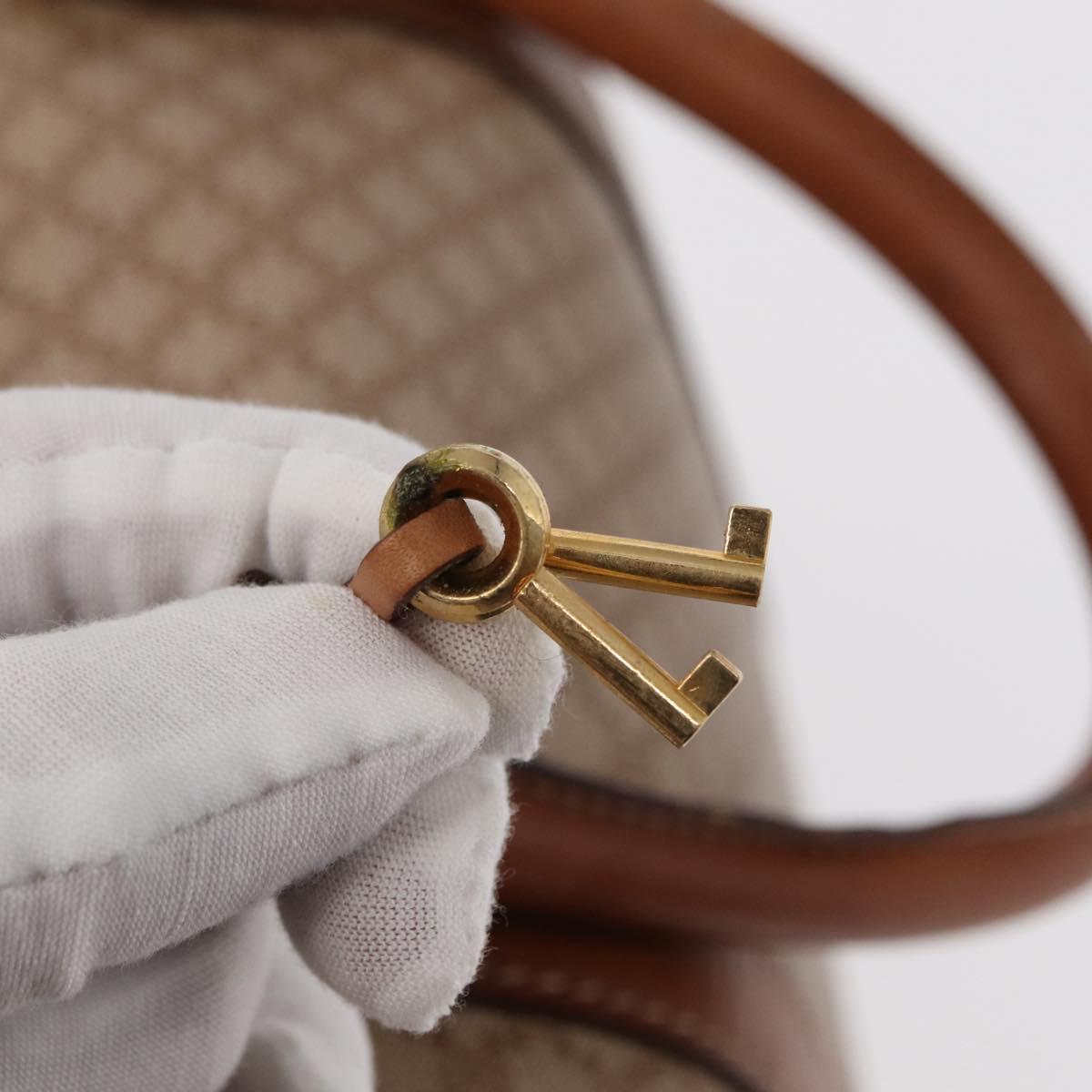 CELINE Macadam Canvas Boston Bag PVC Beige Gold Auth bs30786