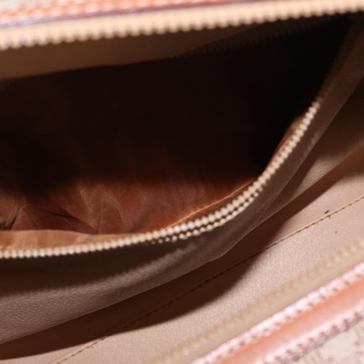 CELINE Macadam Canvas Boston Bag PVC Beige Gold Auth bs30786