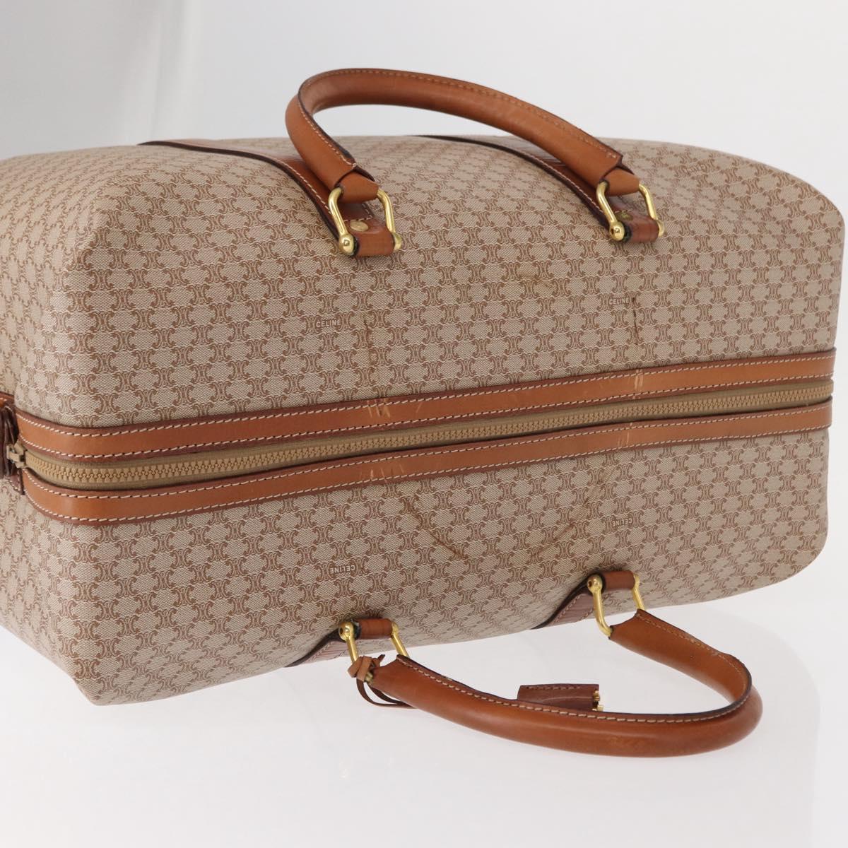 CELINE Macadam Canvas Boston Bag PVC Beige Gold Auth bs30786