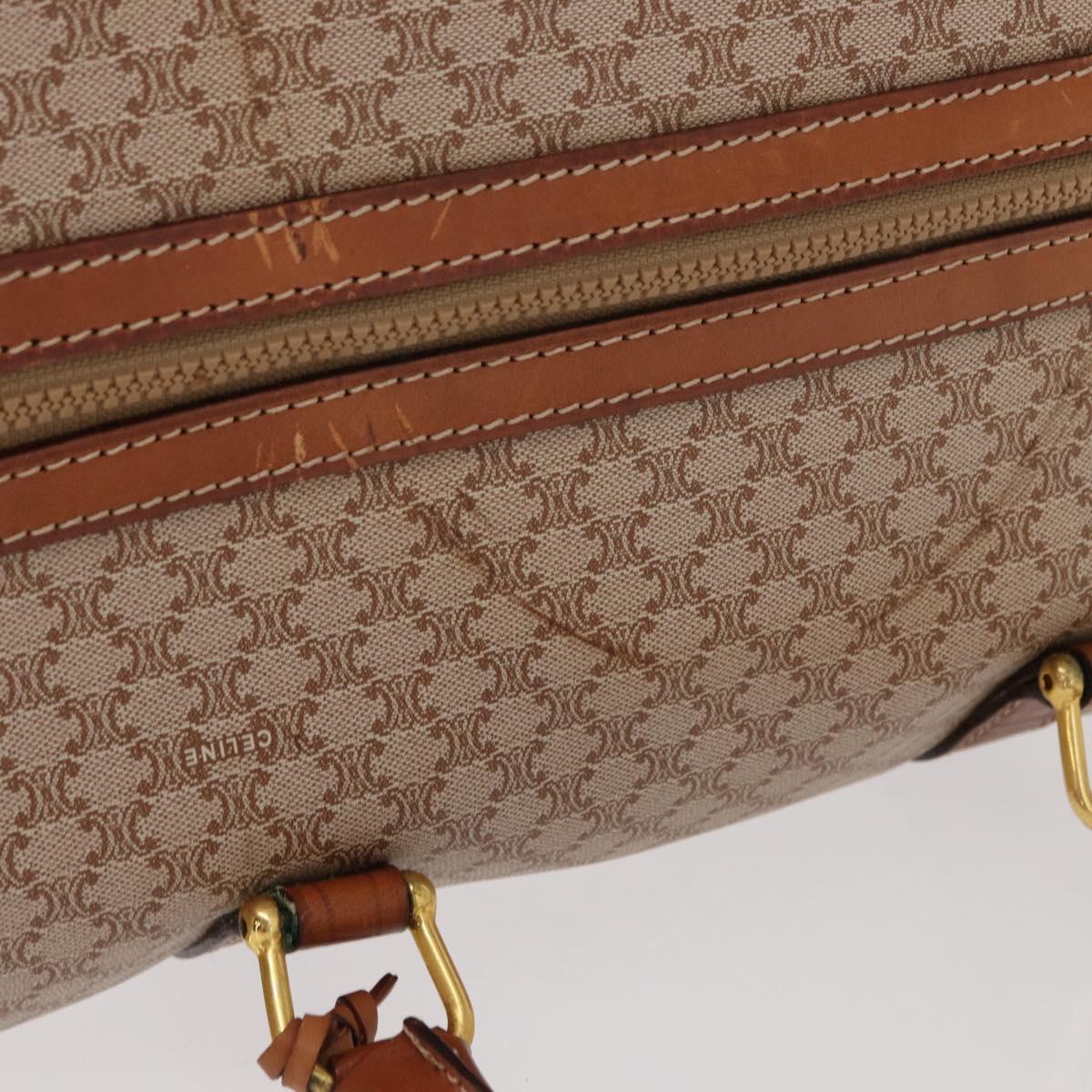 CELINE Macadam Canvas Boston Bag PVC Beige Gold Auth bs30786