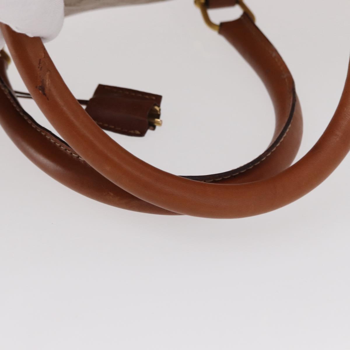 CELINE Macadam Canvas Boston Bag PVC Beige Gold Auth bs30786