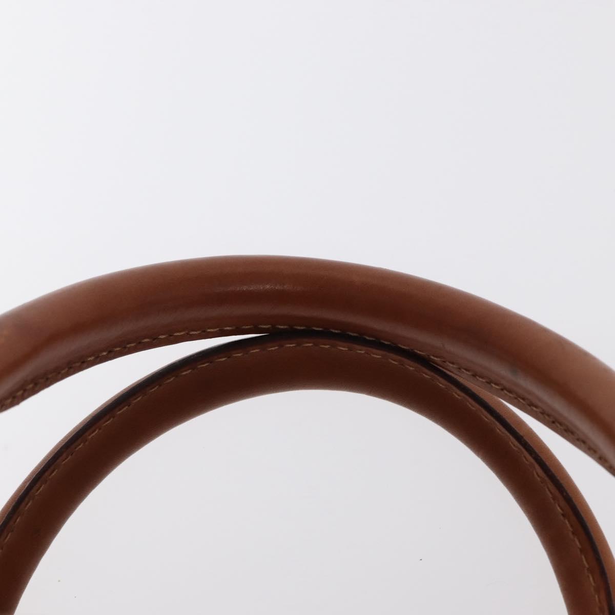 CELINE Macadam Canvas Boston Bag PVC Beige Gold Auth bs30786