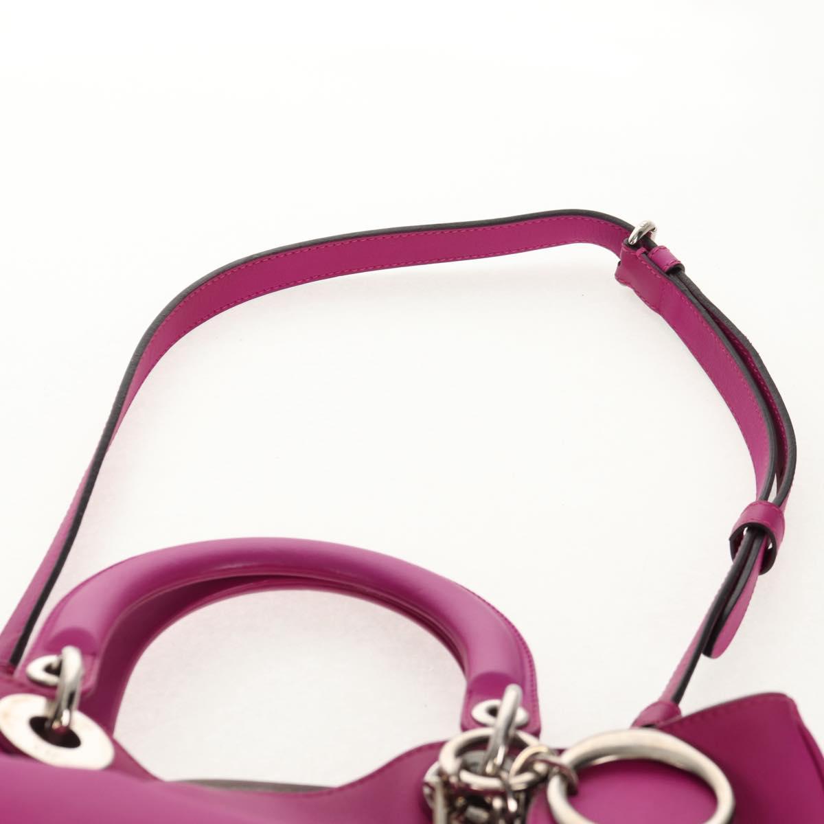 Christian Dior Diorissimo Hand Bag Leather 2way Purple Silver Auth bs30787