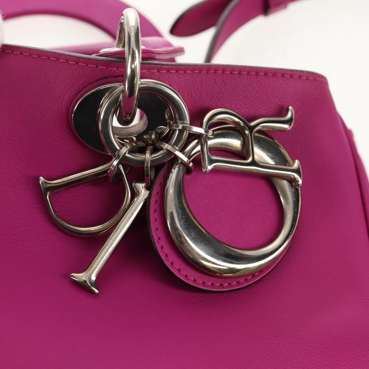 Christian Dior Diorissimo Hand Bag Leather 2way Purple Silver Auth bs30787