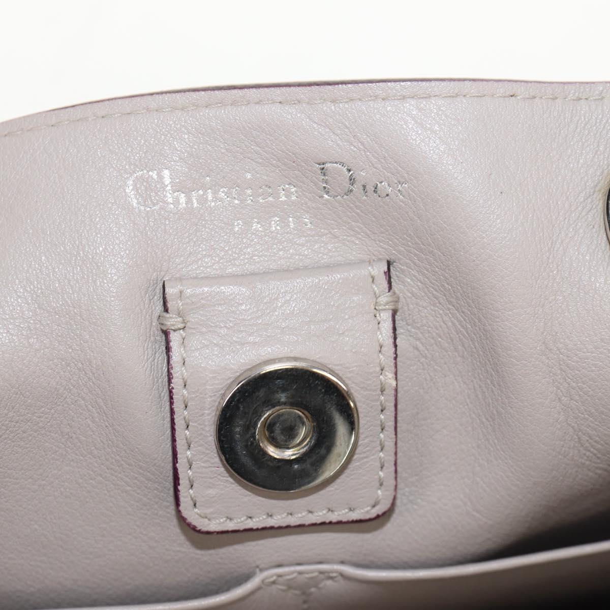 Christian Dior Diorissimo Hand Bag Leather 2way Purple Silver Auth bs30787