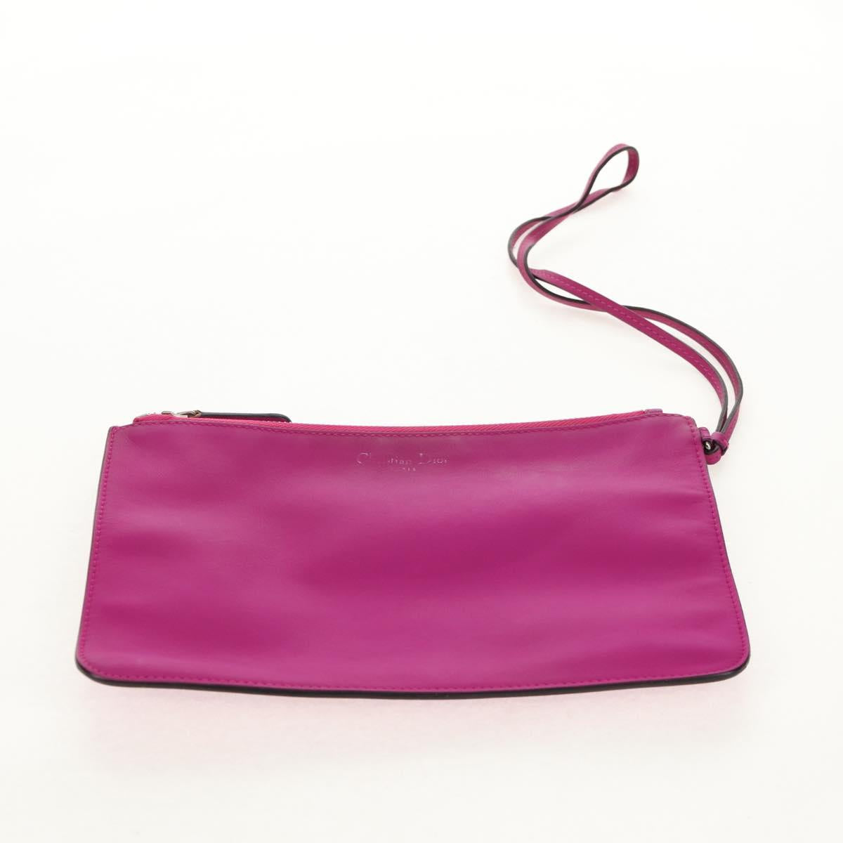 Christian Dior Diorissimo Hand Bag Leather 2way Purple Silver Auth bs30787