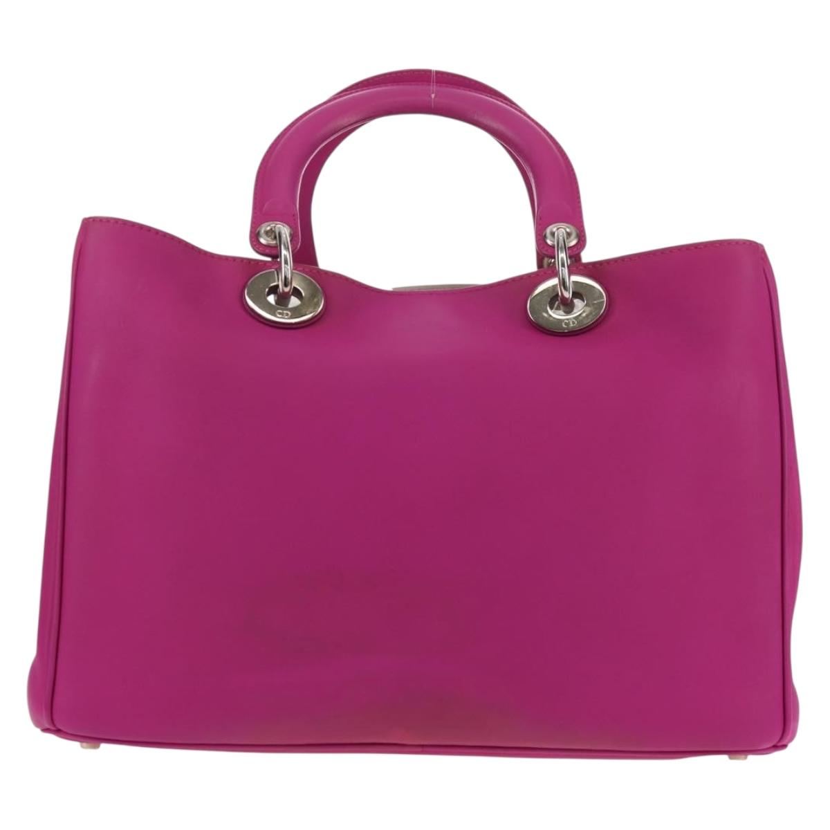 Christian Dior Diorissimo Hand Bag Leather 2way Purple Silver Auth bs30787
