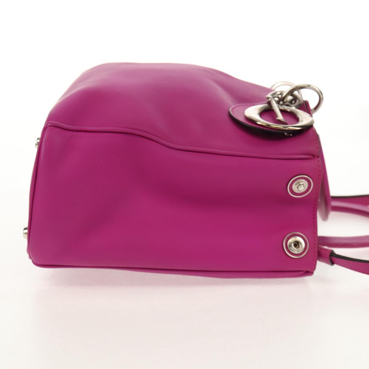 Christian Dior Diorissimo Hand Bag Leather 2way Purple Silver Auth bs30787
