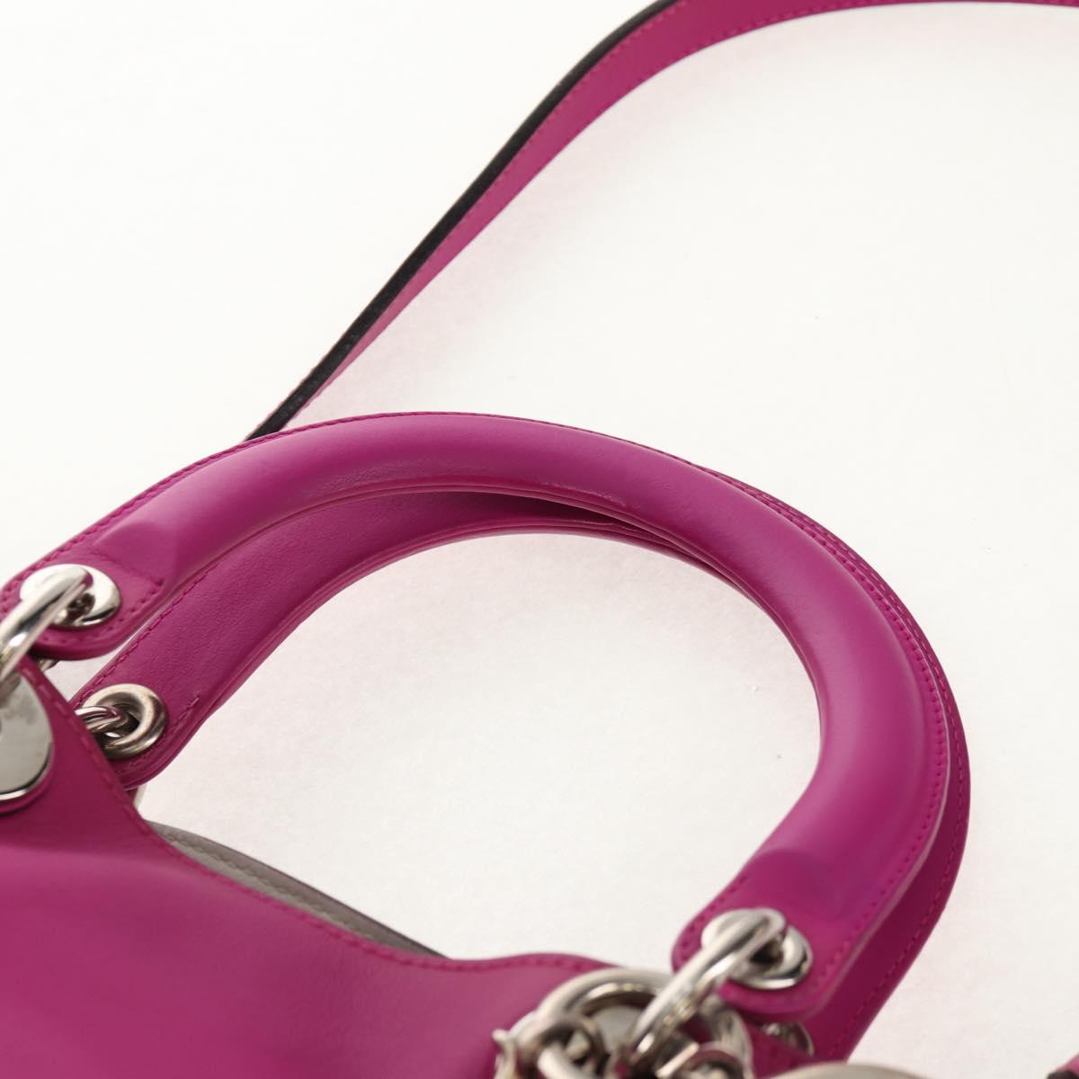 Christian Dior Diorissimo Hand Bag Leather 2way Purple Silver Auth bs30787