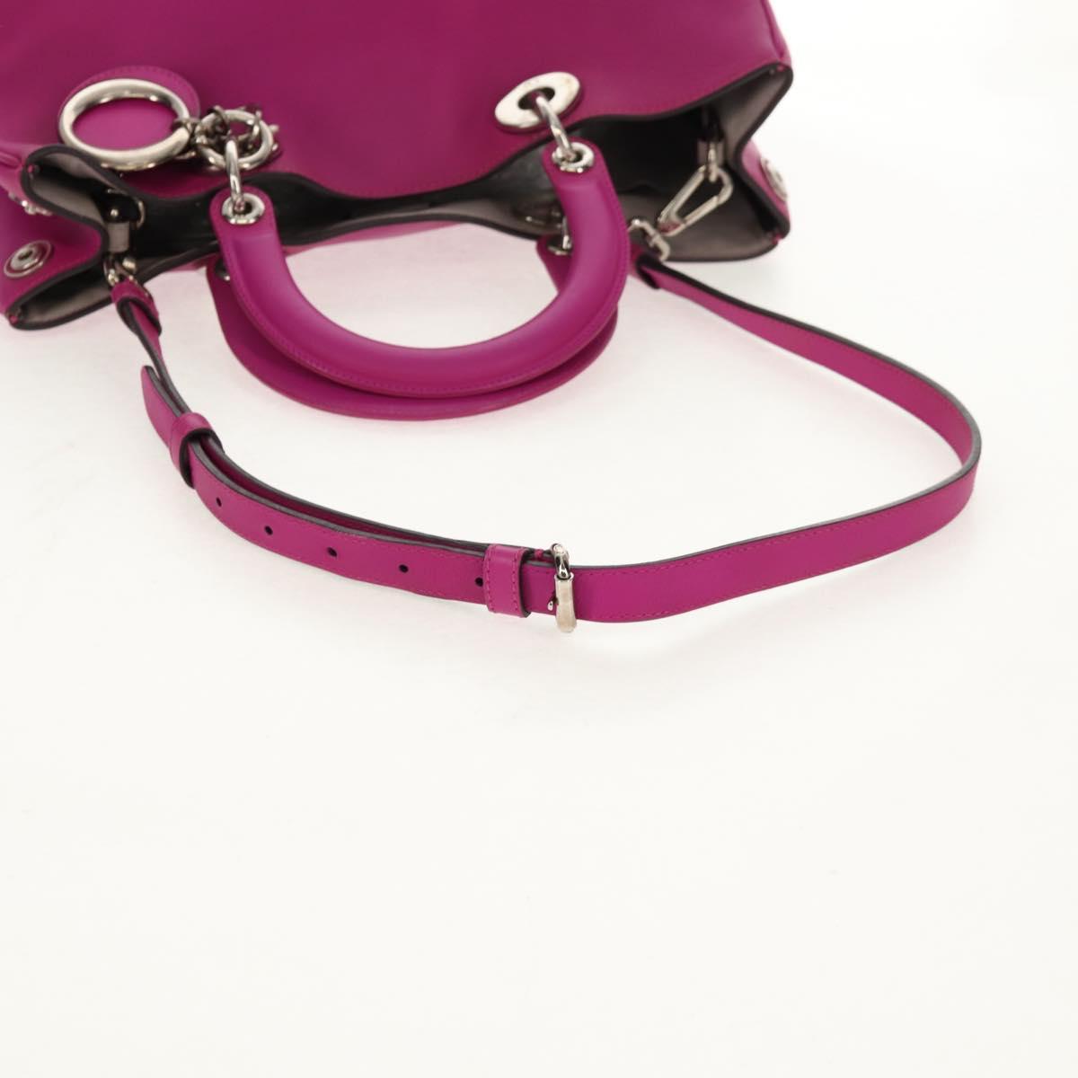 Christian Dior Diorissimo Hand Bag Leather 2way Purple Silver Auth bs30787