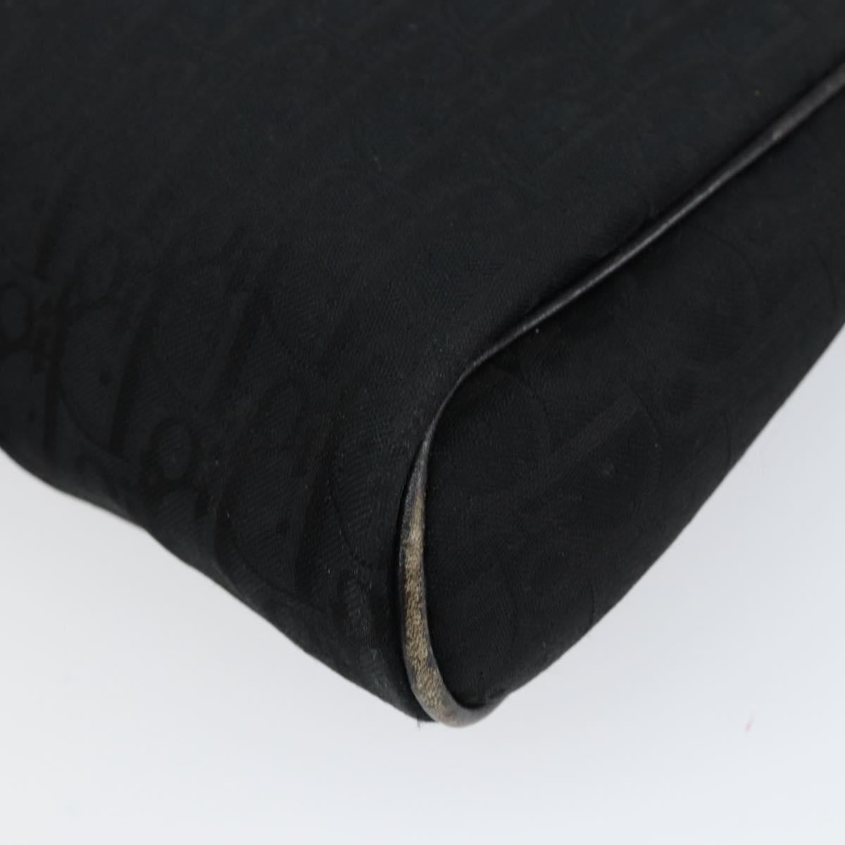 Christian Dior Trotter Canvas Clutch Bag Black Gold Auth bs30788