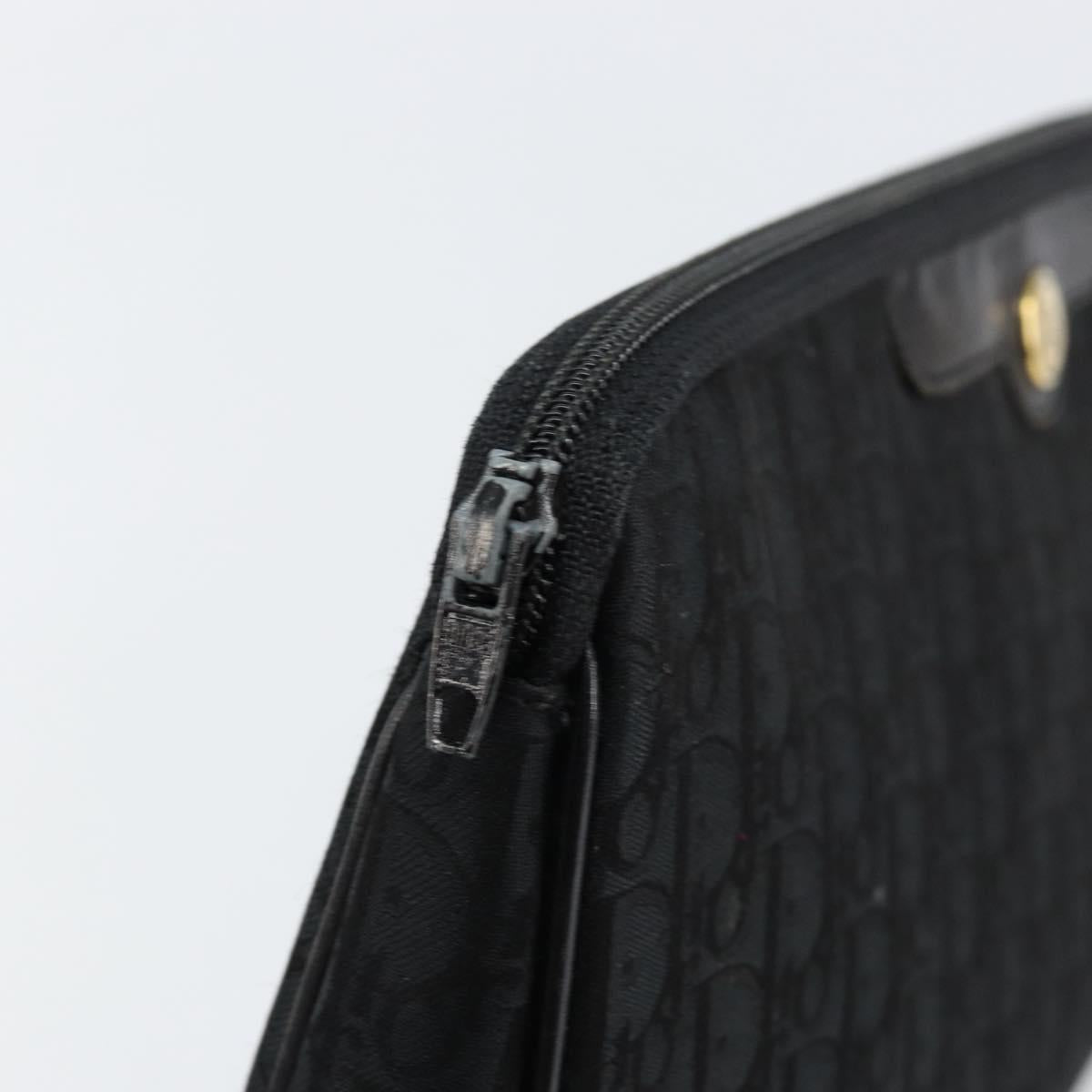 Christian Dior Trotter Canvas Clutch Bag Black Gold Auth bs30788