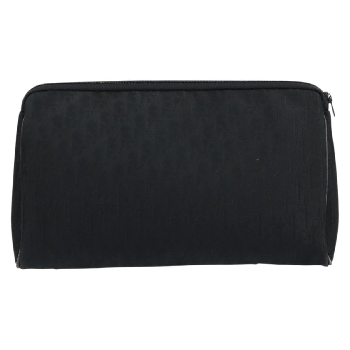 Christian Dior Trotter Canvas Clutch Bag Black Gold Auth bs30788