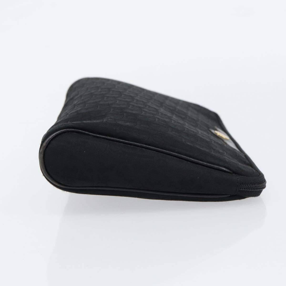 Christian Dior Trotter Canvas Clutch Bag Black Gold Auth bs30788