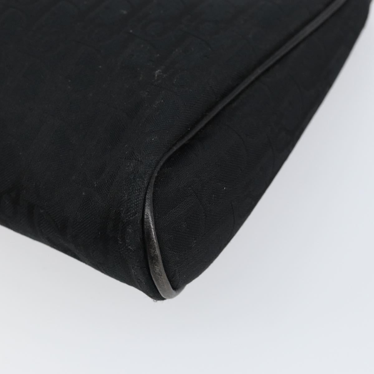 Christian Dior Trotter Canvas Clutch Bag Black Gold Auth bs30788