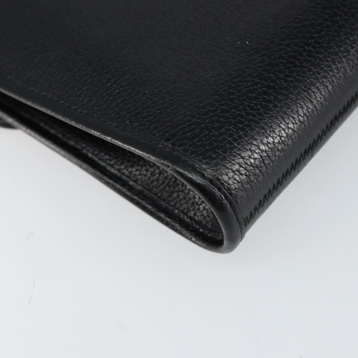 Christian Dior Chain Shoulder Bag Leather Black Gold Auth bs30789