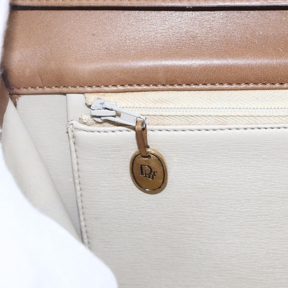 Christian Dior Shoulder Bag Leather Brown Gold Auth bs30791