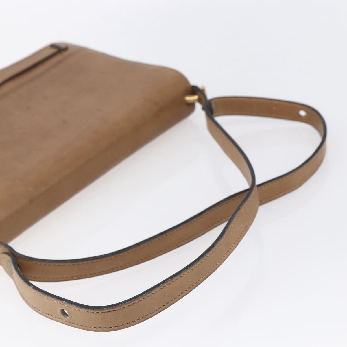 Christian Dior Shoulder Bag Leather Brown Gold Auth bs30791