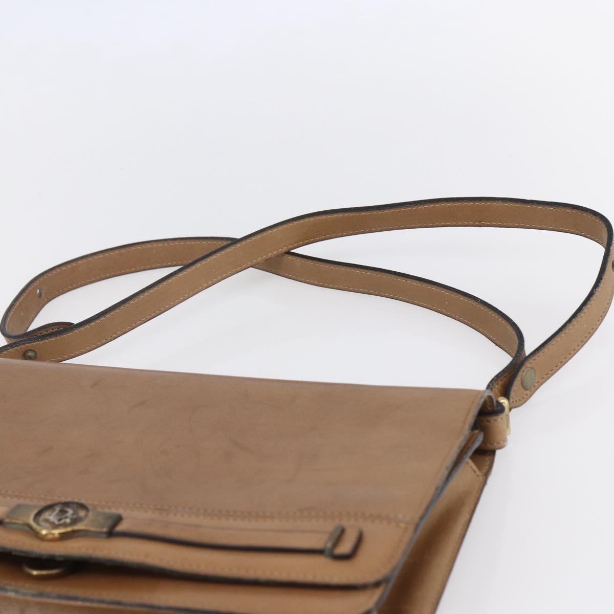 Christian Dior Shoulder Bag Leather Brown Gold Auth bs30791
