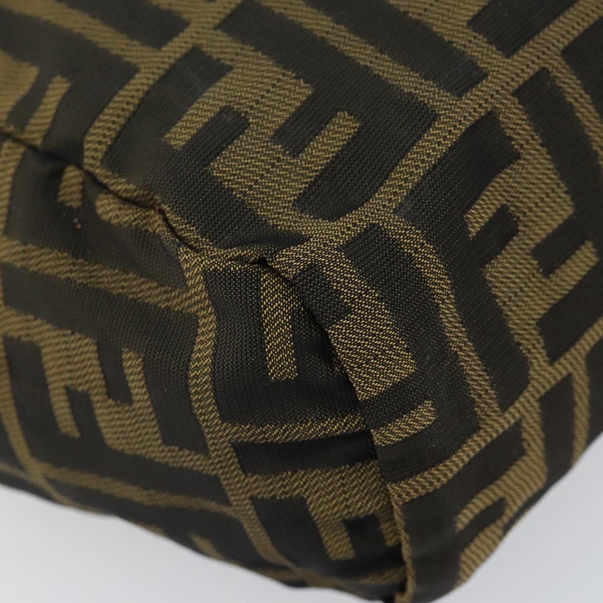 FENDI Zucca Canvas Hand Bag Black Brown Auth bs30792
