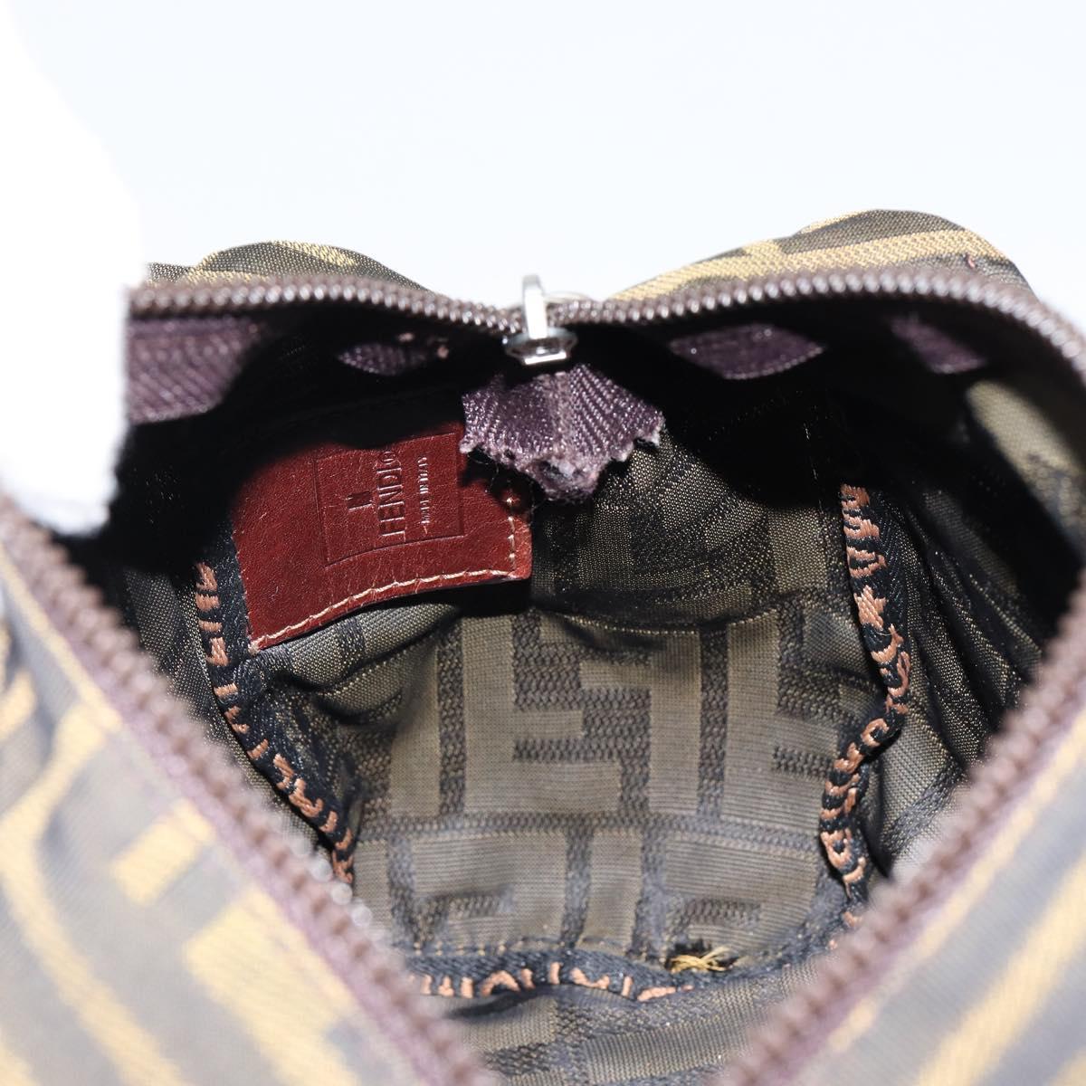 FENDI Zucca Canvas Hand Bag Black Brown Auth bs30792