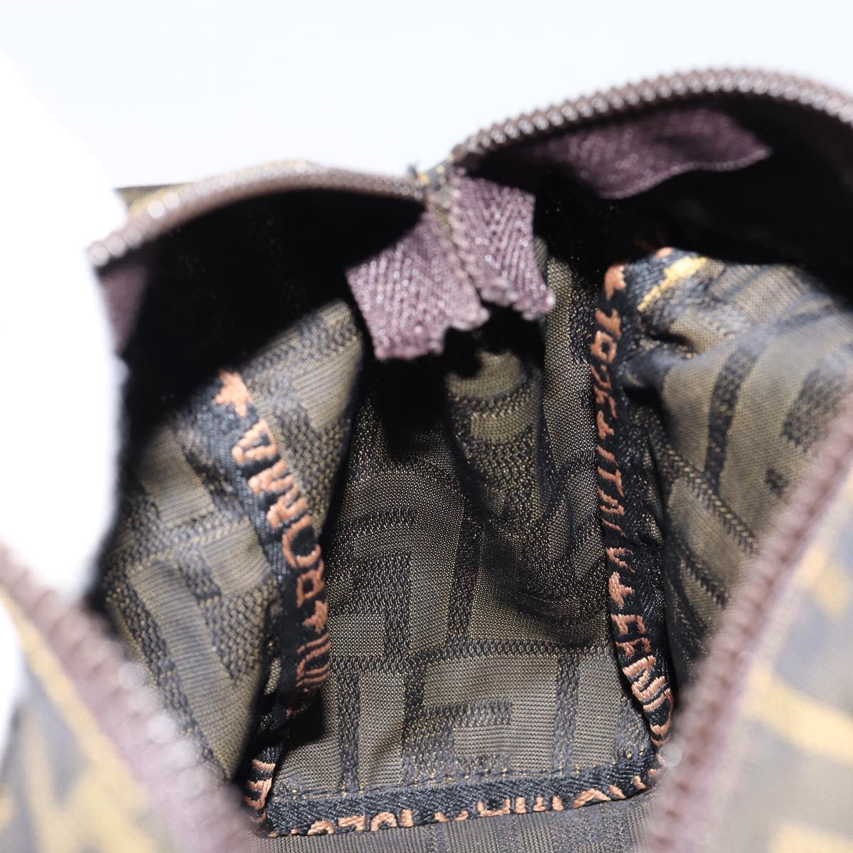 FENDI Zucca Canvas Hand Bag Black Brown Auth bs30792