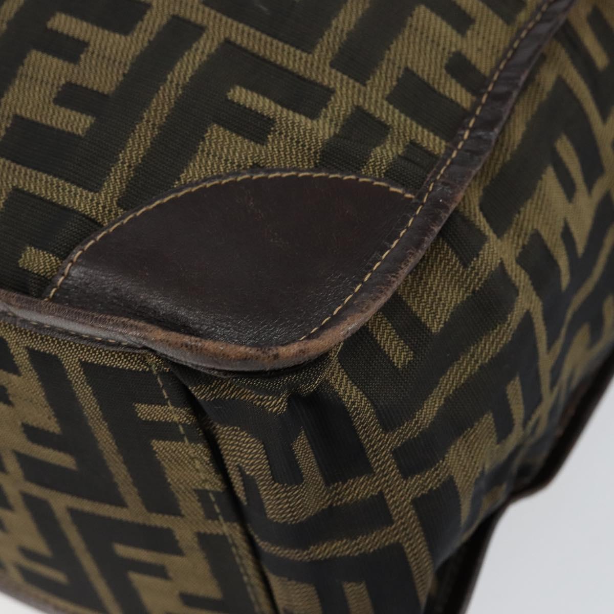 FENDI Zucca Canvas Hand Bag Black Brown Auth bs30793