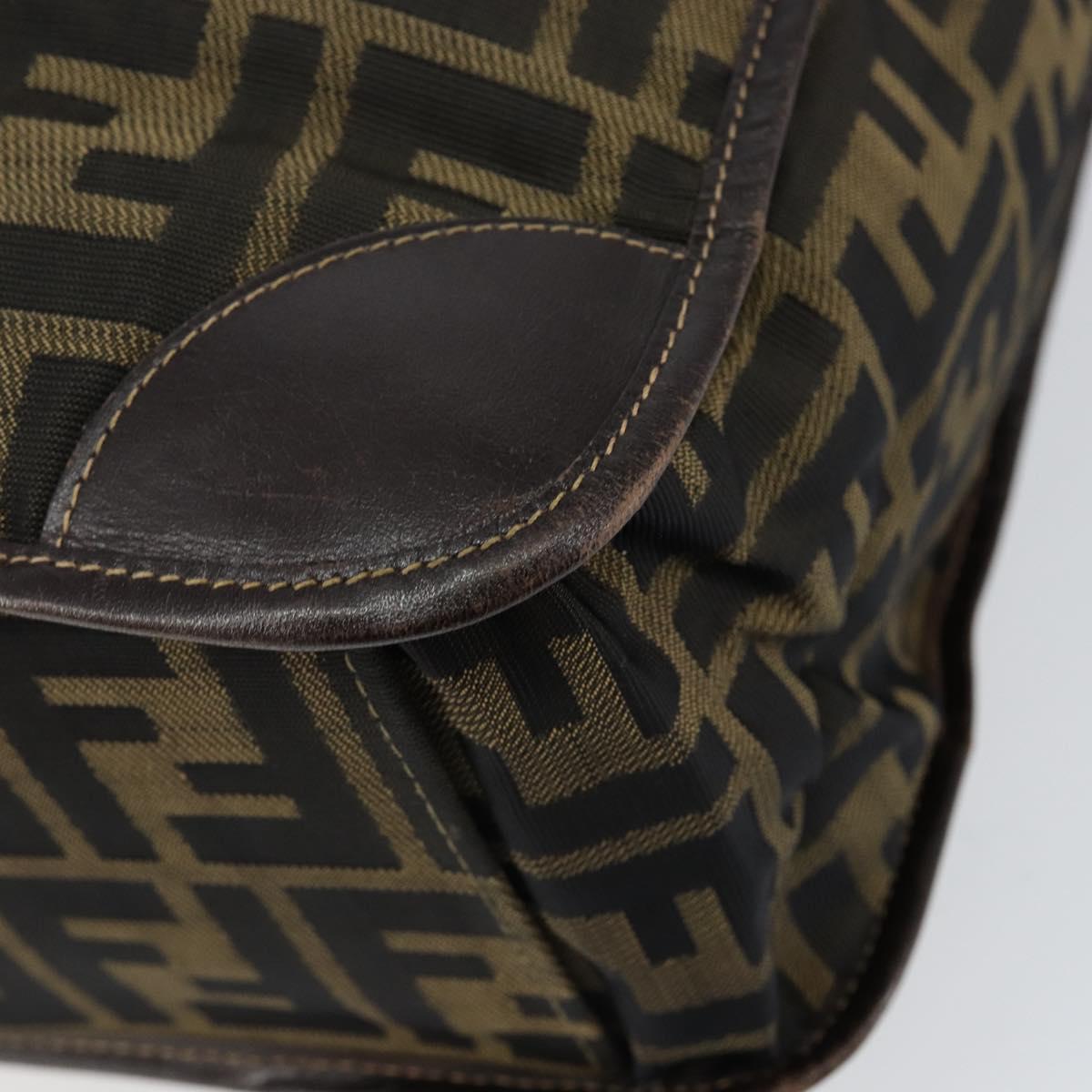 FENDI Zucca Canvas Hand Bag Black Brown Auth bs30793