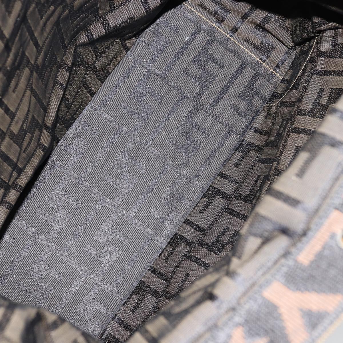 FENDI Zucca Canvas Hand Bag Black Brown Auth bs30793