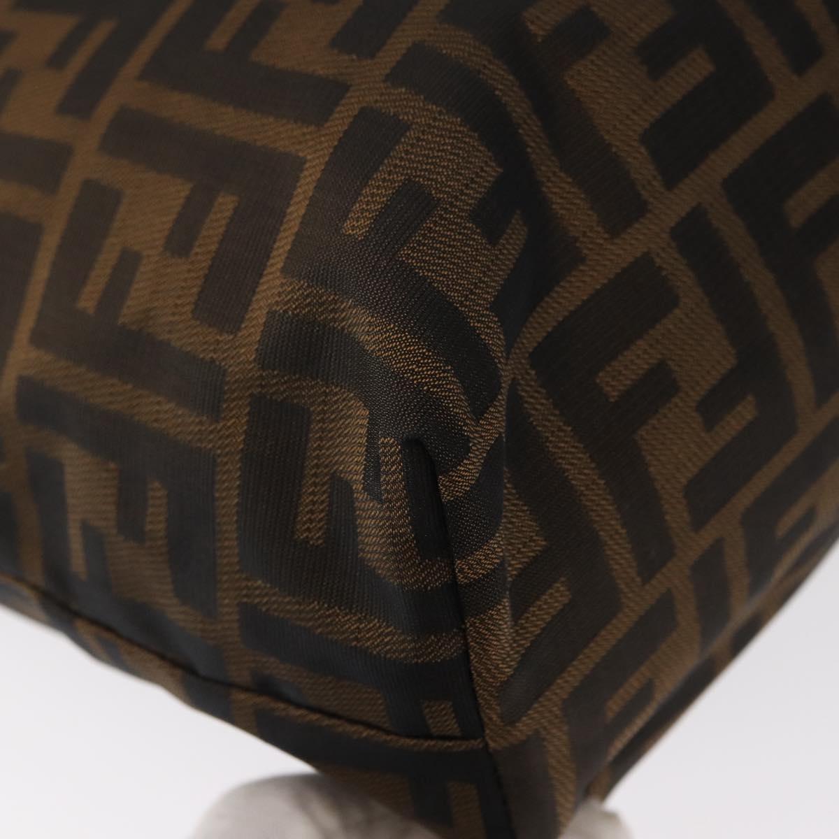 FENDI Zucca Canvas Hand Bag Black Brown Auth bs30794