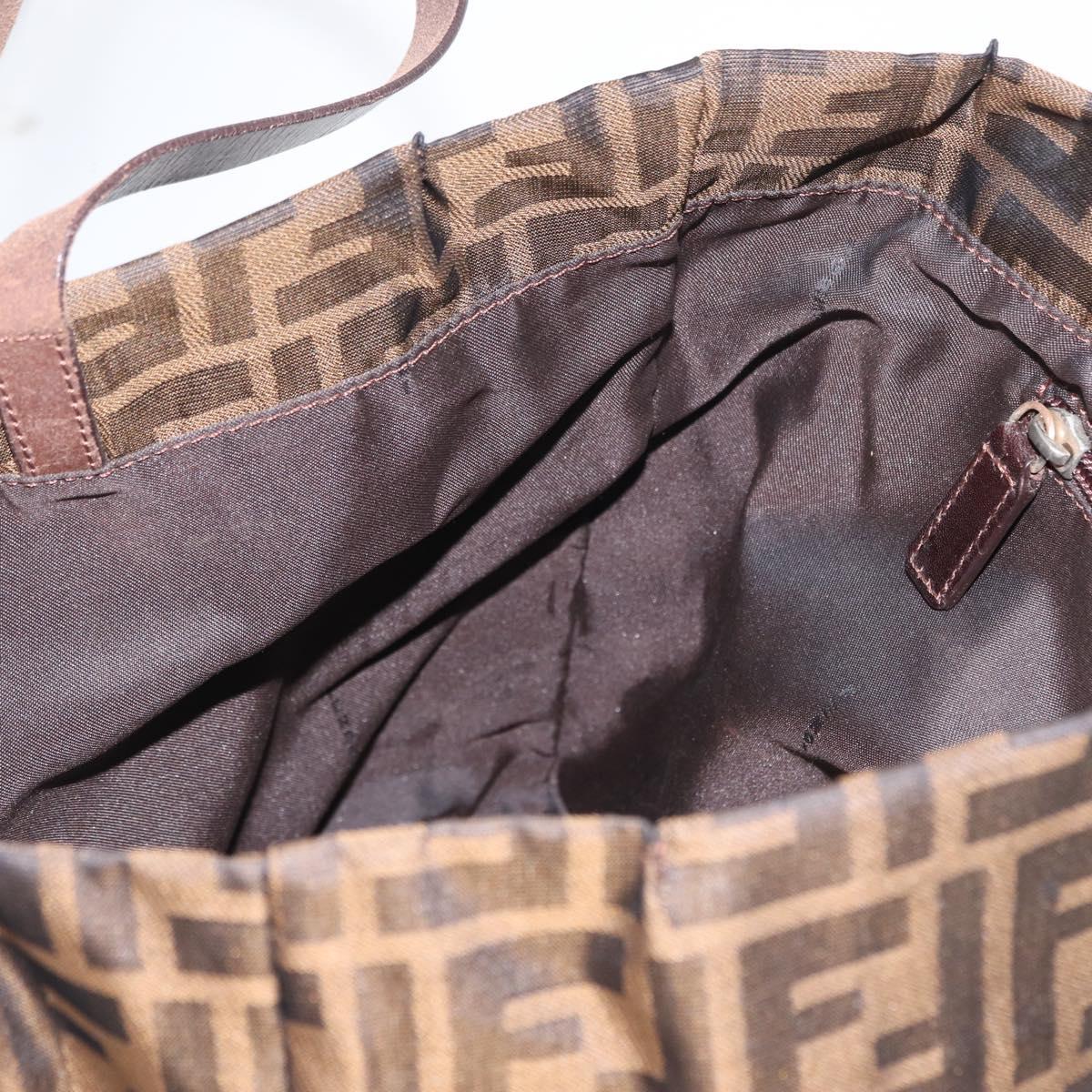 FENDI Zucca Canvas Hand Bag Black Brown Auth bs30794