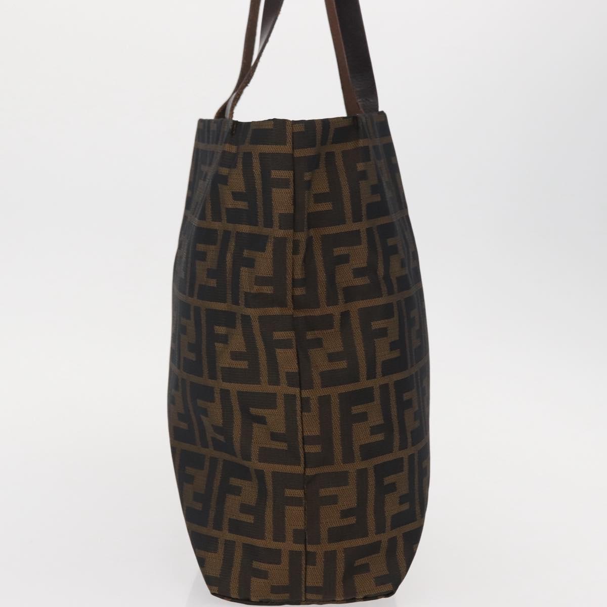FENDI Zucca Canvas Hand Bag Black Brown Auth bs30794