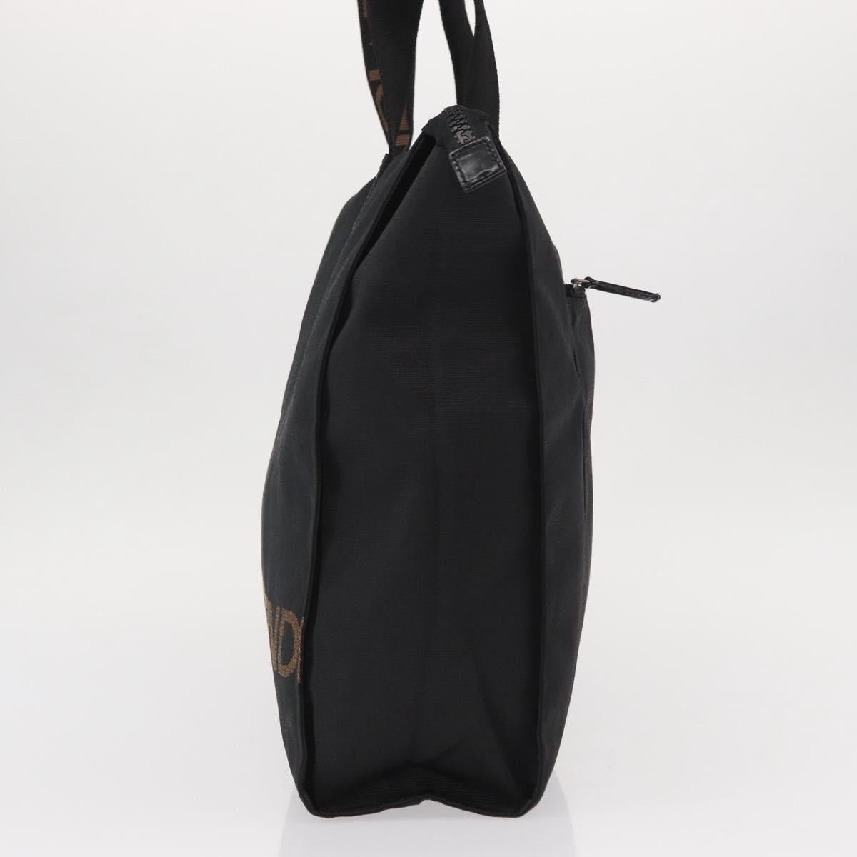 FENDI Hand Bag Nylon Black Silver Auth bs30796